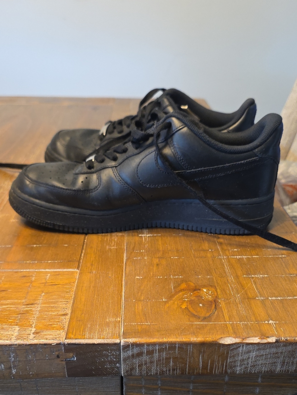 Nike Mens Air Force 1s Black Low-Top Sneakers